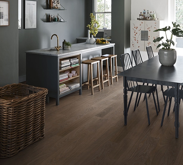 Kahrs Cocoa Bean Timber in a Kitchen.